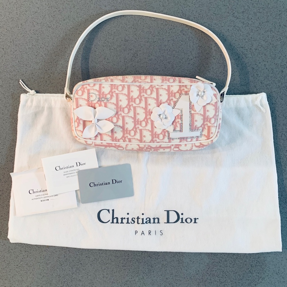 CHRISTIAN DIOR Pink No.1 Flower Pochette Bag